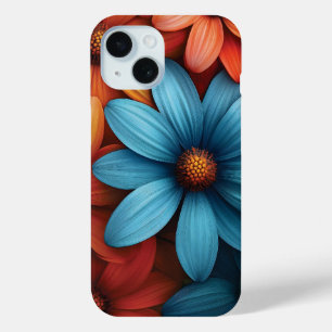 Funda Para iPhone 15 Colorida margarita vibrante, azul, amarillo, color