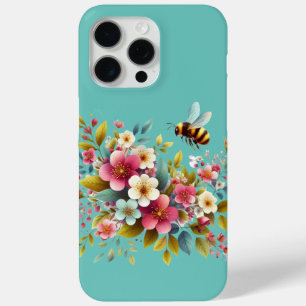 Funda Para iPhone 15 Pro Max Colorida, Primavera/Abeja floral