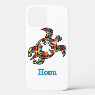 Funda Para iPhone 12 Colorida tortuga arcoiris tribal hawaiana
