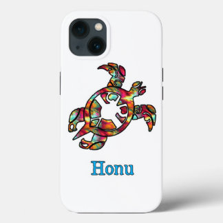 Funda Para iPhone 13 Colorida tortuga arcoiris tribal hawaiana