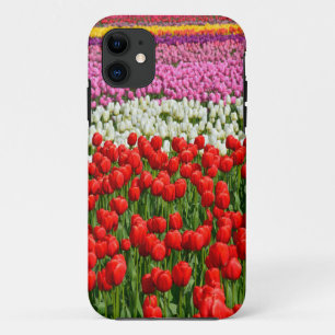 Funda Para iPhone 11 Coloridas filas de tulipanes primaverales