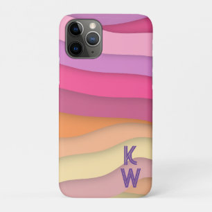Funda Para iPhone 11 Pro Coloridas franjas onduladas de Boho Monograma dos