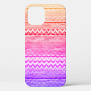 Funda Para iPhone 12 Pro Coloridas Huellas De Chevron Aspecto De Madera #2