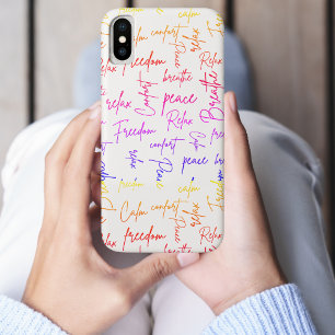Funda Para iPhone X Coloridas palabras de yoga y amantes de la meditac