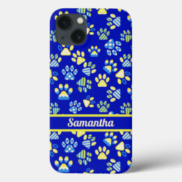 Funda Para iPhone 13 Coloridas patas azules personalizadas
