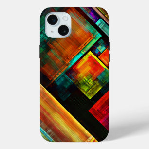Funda Para iPhone 15 Mini Coloridas plazas Patrón de arte abstracto moderno 
