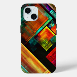 Funda Para iPhone 15 Coloridas plazas Patrón de arte abstracto moderno 