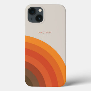 Funda Para iPhone 13 Coloridas rayas retro Naranja Golden Brown de los