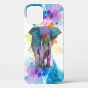 Funda Para iPhone 12 Pro coloridas y lindas acuarelas salpican elefante