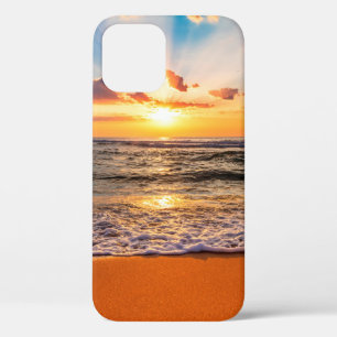 Funda Para iPhone 12 Colorido amanecer de playa del océano con cielo az