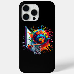 Funda Para iPhone 15 Pro Max Colorido Baloncesto Tie Dye Color Basketball Hoop