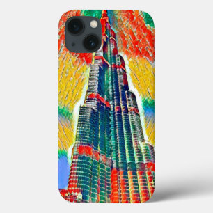 Funda Para iPhone 13 Colorido Burj Khalifa pintura colorida
