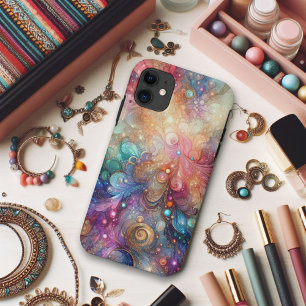 Funda Para iPhone 11 Colorido color arcoiris y Purpurina dorado