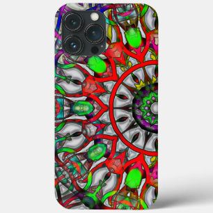 Funda Para iPhone 13 Pro Max Colorido color rojo anómalo kaleidoscope mandala