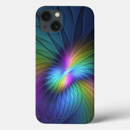 Funda Para iPhone 13 Colorido Con Azul Moderno Resumen Arte Fractal