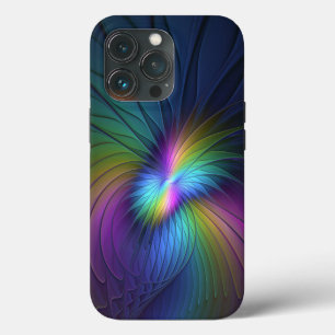 Funda Para iPhone 13 Pro Colorido Con Azul Moderno Resumen Arte Fractal