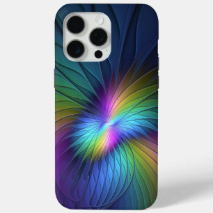 Funda Para iPhone 15 Pro Max Colorido Con Azul Moderno Resumen Arte Fractal