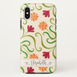 Funda Para iPhone 15 Mini Colorido Damasco Floral Patrón de girasol lindo pu