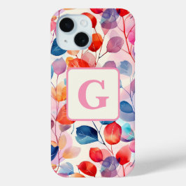Funda Para iPhone 15 Colorido Eucalyptus Monograma de hojas