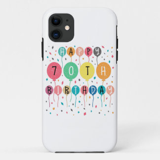 Funda Para iPhone 11 Colorido Feliz 70 cumpleaños con globos