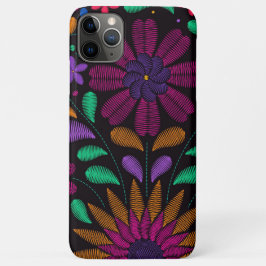 Funda Para iPhone 11 Pro Max Colorido fondo de bordado floral mexicano