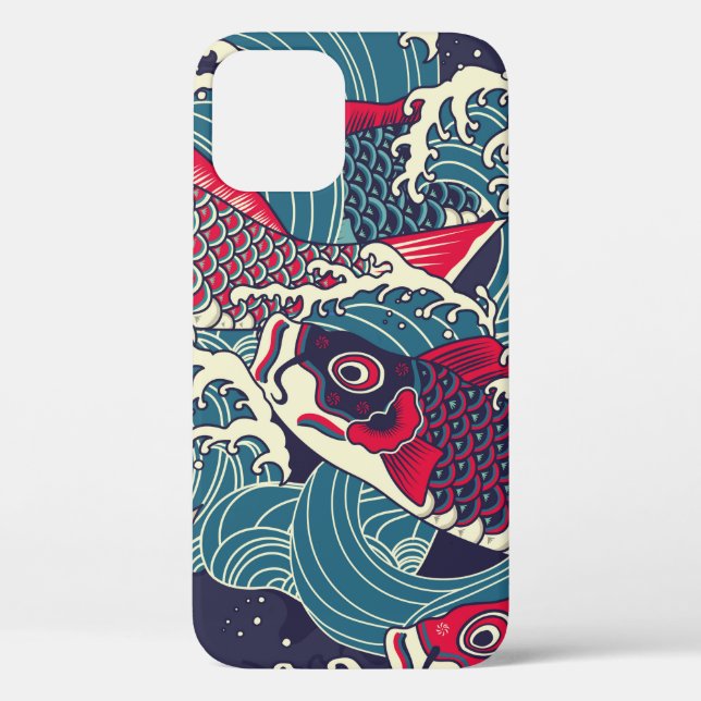 Funda De Case-Mate Para iPhone Colorido japonés Koi/carpa pescado en la marea (Reverso )