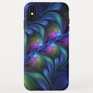 Funda Para iPhone XS Max Colorido Luminoso Abstracto Azul Rosa Verde Fracta