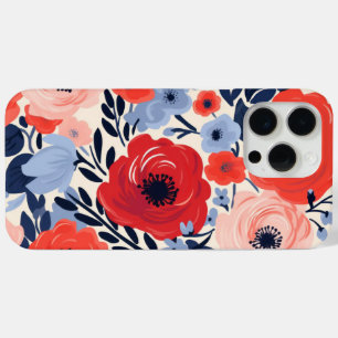 Funda Para iPhone 15 Pro Max Colorido moderno rojo blanco azul acuarela Floral