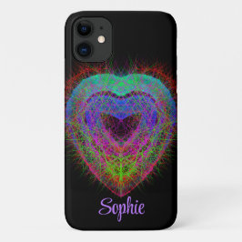 Funda Para iPhone 11 Colorido neón Graffiti brillante diseño de corazón