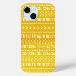 Funda Para iPhone 15 Colorido patrón de franjas de boho amarillo