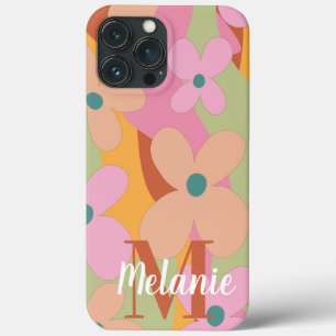Funda Para iPhone 13 Pro Max Colorido patrón de nombre de flor groovy