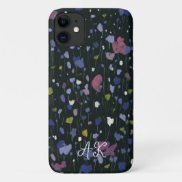 Funda Para iPhone 11 Colorido Resumen Arte Floral Su Nombre Monograma