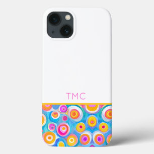 Funda Para iPhone 13 Colorido Resumen de las INICIALES de Arte Círculo 