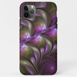 Funda Para iPhone 11 Pro Max Colorido Resumen Violeta Púrpura Khaki Arte Fracta