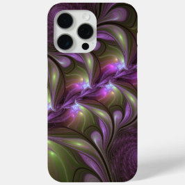 Funda Para iPhone 15 Pro Max Colorido Resumen Violeta Púrpura Khaki Arte Fracta