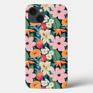 Funda Para iPhone 13 Colorido y beige de la pared de teléfono floral il