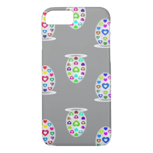 Funda Para iPhone 8/7 Coloridos corazones sobre huevos blancos de Pascua
