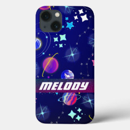 Funda Para iPhone 13 coloridos planetas del espacio ultraterrestre patr