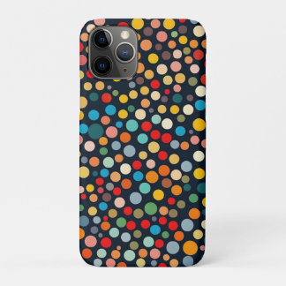 Funda Para iPhone 11 Pro Coloridos puntos de polka en un fondo oscuro