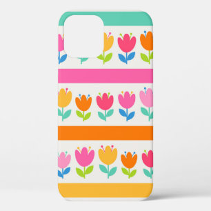 Funda Para iPhone 12 Coloridos tulipanes dibujados a mano sin soldadura