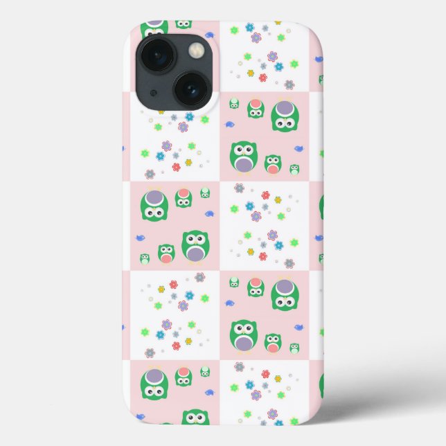 Funda De Case-Mate Para iPhone Colourful Owl Pattern For Kids (Reverso)