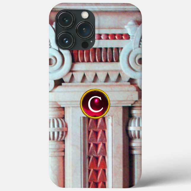 FUNDA DE Case-Mate PARA iPhone COLUMNA DE MÁRMOL ELEGANTE,MONOGRAMA DE PIEDRA DE  (Reverso )