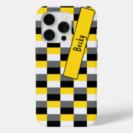 Funda Para iPhone 15 Pro Combinación de colores amarillo, negro y gris con