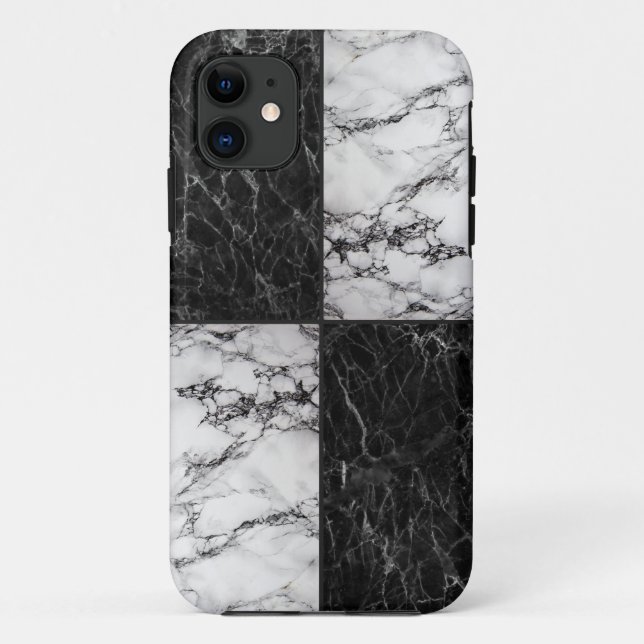 Funda De Case-Mate Para iPhone Combinación de Mármol Blanco y Negro (Reverso)