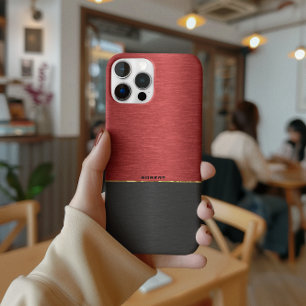 Funda Para iPhone 11 Pro Combinación de rojo y negro metálico con acento do