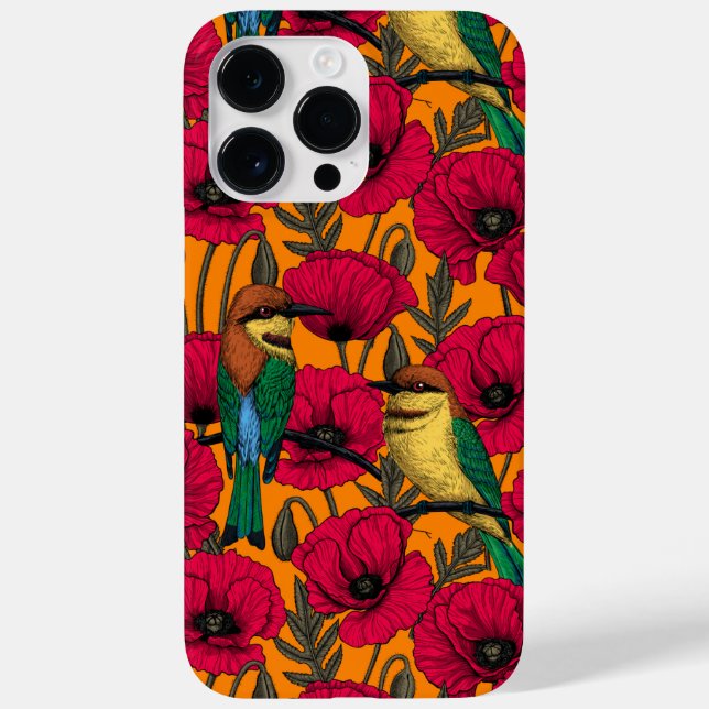 Funda De Case-Mate Para iPhone Comedores de abejas y amapolas en naranja (Reverso)