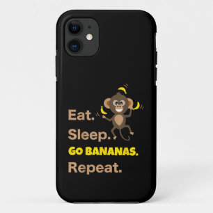 Funda Para iPhone 11 Comer Dormir Ir Plátanos Repetir Divertido Lindo A