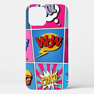 Funda Para iPhone 12 Comic Bubbles Set. Expresiones Bom, Guay, Pow, Oop