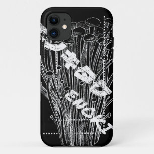 Funda Para iPhone 11 Comida de hongos japoneses con letras Enoki blanca