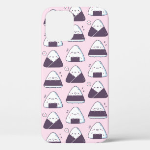 Funda Para iPhone 12 Comida japonesa dulce Onigiri Doodles Patrón Rosa